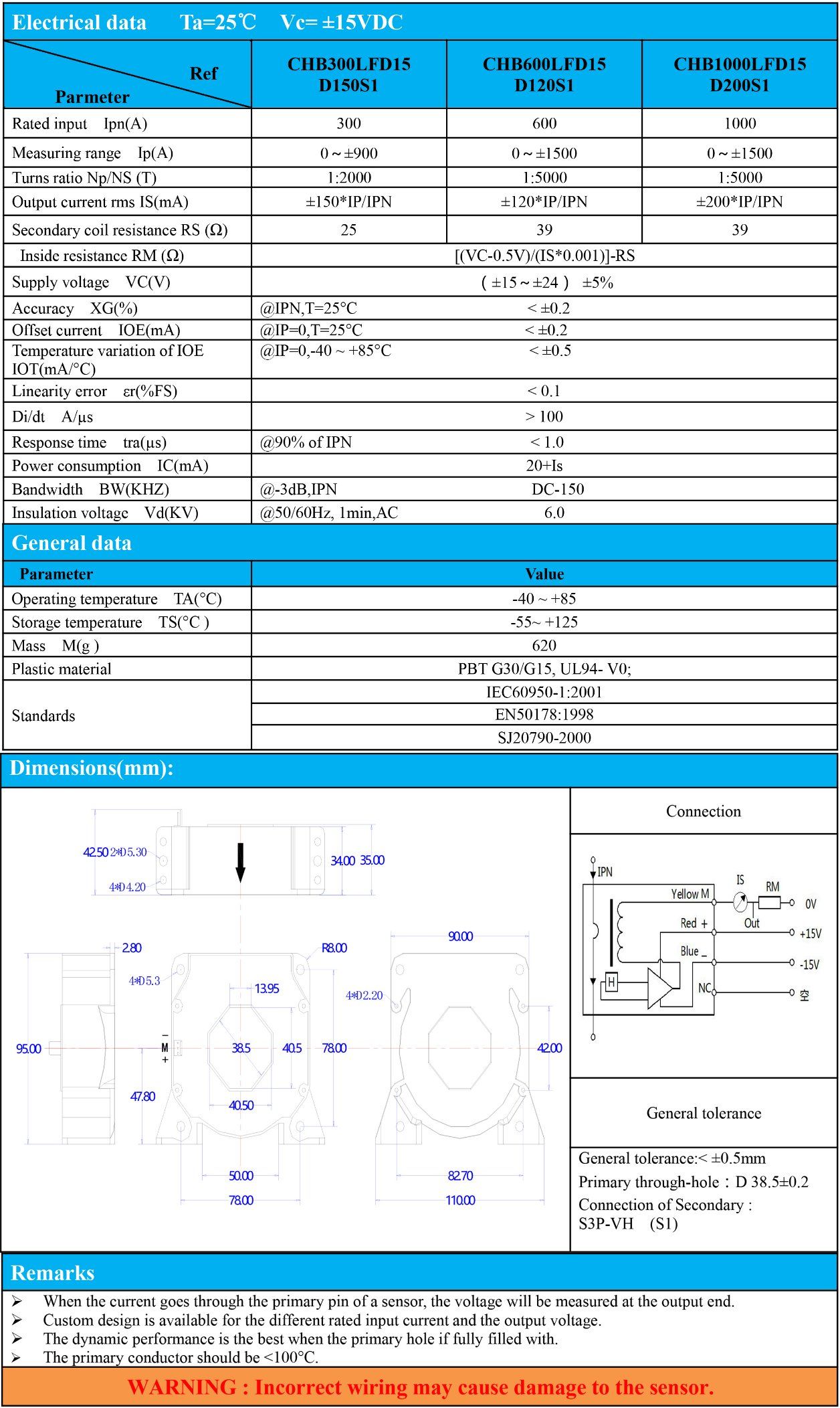 Current Transducer Hall Effect Current Sensor for PV Inverter Detection